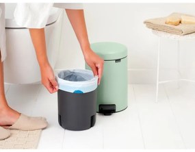 Cos de gunoi cu pedala Brabantia NewIcon 1008839, 5 L, Inchidere lina, Baza antiderapanta, Verde deschis