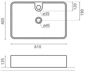 Bathco 4161 - Lavoar CIRCUS pentru montare pe blat, 61 x 40,5 cm, porțelan/bej