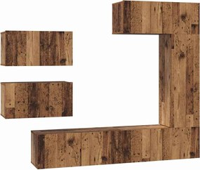 vidaXL Set comodă TV Pe perete 6 pcs Lemn Vechi Lemn compozit