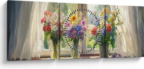 Tablou - Buchet la fereastră (cu ceas) (90x30 cm)