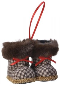 Decoratiune Snowboots tweed, Decoris, 10x8x8 cm, poliester, maro