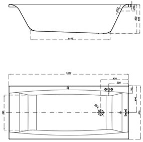 Cada baie incastrata Cersanit Virgo, 180 x 80 cm, dreptunghiulara, alb lucios 1800x800 mm