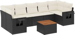 vidaXL Set mobilier de grădină cu perne, 8 piese, negru, poliratan