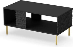 Masuta cafea BULLET, negru/auriu, PAL laminat, 90X50X43 cm