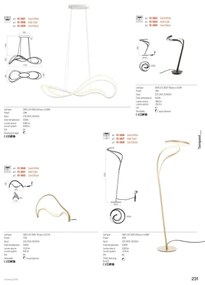 Redo 01-3598 - Lustru LED cu intensitate reglabilă pe cablu TEMPEST LED/58W/230V, auriu