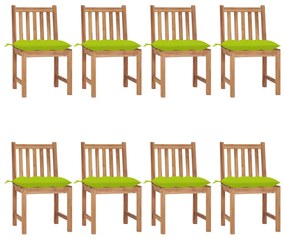 vidaXL Scaune de grădină cu pernă, 8 buc., lemn masiv de tec