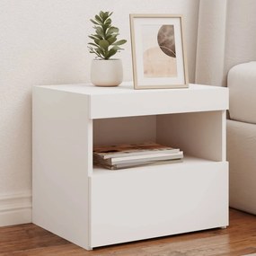 vidaXL Noptieră cu lumini LED, alb, 50x40x45 cm