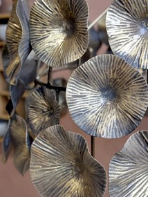 Lustră suspendată din metal, finisaj alamă antichizată, cu decor floral, Ø51 cm, „Fleur Antique”