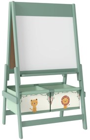 AIYAPLAY Tablă de desen pentru copii 3 în 1 cu rolă de hârtie și 2 coșuri de depozitare Verde | Aosom Romania