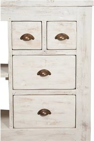 Banc de tamplar, L116 63 H90 cm, 4 sertare, alb antic, lemn masiv