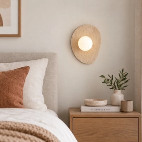 Lampă de perete Japandi din piatră naturală organică cu sticlă opală - Josie