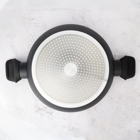 Set oale si tigai Royalty Line FD10, 10 piese, Aluminiu turnat, Acoperire din marmura Greblon, Inductie, Negru