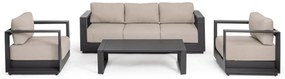Set mobilier de gradina, 4 piese, metal / textil, antracit / bej, Moses Bizzotto