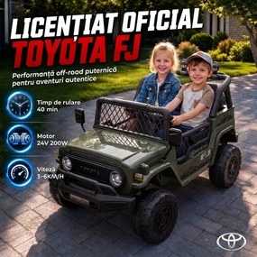 AIYAPLAY Mașină Electrică pentru Copii, Off-Road 24V cu 2 Locuri, Verde Închis | Aosom Romania