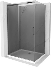 Mexen Omega cabină de duș glisantă 100 x 90 cm, grafit, crom + cadă Flat, alb - 825-100-090-01-40-4010