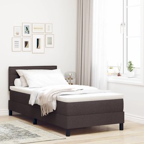 vidaXL Pat cu arcuri cu saltea maro închis 90x200 cm țesătură
