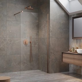 Paravan de dus tip Walk-in Radaway Modo New II cupru periat-transparent 100 cm sticla securizata 8 mm