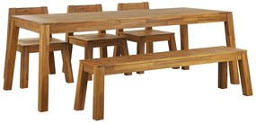 Set mobilier grădină LIVIGNO (lemn deschis) (cu bănci) (pentru 6 persoane). 1026905