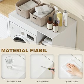 HOMCOM Dulap deasupra Mașinii de Spălat, Mobilier Modern cu Rafturi Deschise, Spațiu Economisit pentru Baie și Rufe, 96x60x95 cm, Alb | Aosom Romania