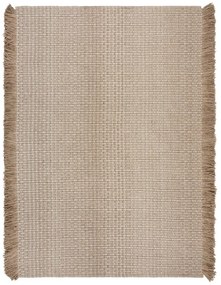 Covor bej țesut manual din amestesc de lână 160x230 cm Rene Fringed Ribbed – Flair Rugs