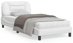 3213907 vidaXL Cadru de pat cu lumini LED, alb, 90x200 cm, piele ecologică