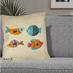 Perna Decorativa Pesti Acuarela, 40x40 cm, Crem, Husa Detasabila, Perna Inclusa, BEKZ®