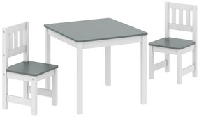 AIYAPLAY Set Măsuță și Scaune pentru Copii 3-8 Ani din Lemn Gri și Alb | Aosom Romania