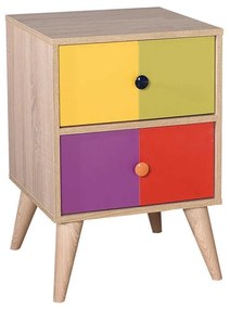 Noptiera Adore Rainbow, 2 sertare, Rainbow Multicolor, 44 x 66 x 44 cm