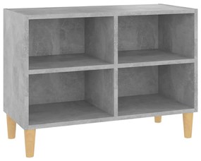 805927 vidaXL Comodă TV, picioare lemn masiv, gri beton, 69,5x30x50 cm