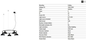 Lustra suspendata metal TATAWIN S 5L negru