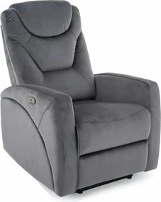 Fotoliu recliner KRONOS, stofa catifelata gri - Bluvel 14, 79x94/160x1