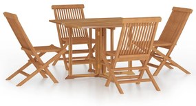 3096575 vidaXL Set mobilier de exterior pliabil, 5 piese, lemn masiv de tec