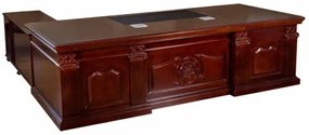 Birou directorial 280cm, nuc/nuc negru, lemn + mdf, A-3290