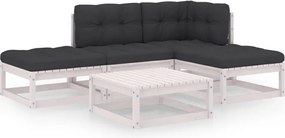 vidaXL Set mobilier de grădină cu perne, 5 piese, lemn masiv de pin
