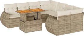 vidaXL Set canapele de grădină, 9 piese, cu perne, bej, poliratan