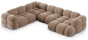 Colțar maro cu tapițerie din catifea (cu colț pe partea stângă/în formă de "U") Loretto – Cosmopolitan Design