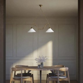 Candelabru 2 brate din alama si abajur ceramic Zefira