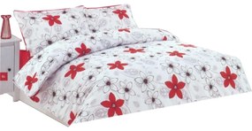 Lenjerie pat CASA GINO® Flower Power XXL, bumbac satinat, 4 piese,cearceaf 240X240, fata pilota 180X240, 2 X fete perna 50X70