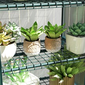 Outsunny Sera de polietilenă, seră, mini-seră, casa de plante, spațiu de germinare, 4 rafturi, 69 x 50 x 165 cm, alb | Aosom Romania