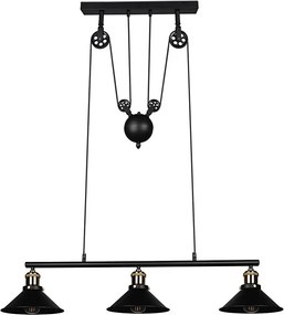 Reality - Candelabru suspendat pe cablu POULI, 3xE27/40W/230V, negru