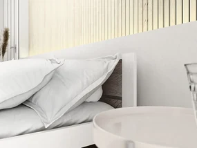 Pat dublu Culoare alb/stejar trufa, IKAROS DOUBLE 180 x 200 cm Saltele: Cu saltele Deluxe 10 cm, Somiera pat: Fara somiera