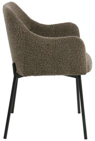 Scaun de sufragerie maro cu cotiere tapițat Melilla – House Nordic