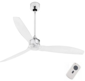 Ventilator de tavan FARO 33394 JUST FAN crom lucios/transparent + telecomandă