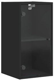 836477 vidaXL Dulap de perete cu uși din sticlă, negru, 35x37x68,5 cm