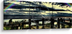 Tablou cu curcubeu deasupa mării (cu ceas) (90x30 cm)