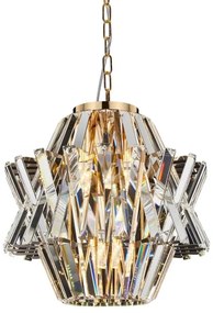 Lustră de cristal pe lanț CROWN 4xE14/40W/230V auriu