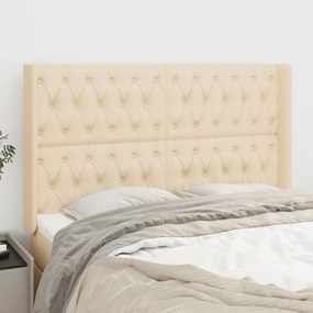 vidaXL Tăblie de pat cu aripioare, crem, 163x16x118/128 cm, textil