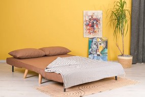 Canapea Extensibila 2 Locuri, Cadru Metalic, Folde, Maro