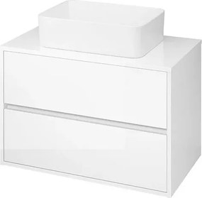 Mobilier baza cu blat inclus Cersanit Crea 2 sertare alb lucios 80 cm