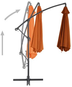 Umbrela suspendata cu stalp din aluminiu, caramiziu, 300 cm
